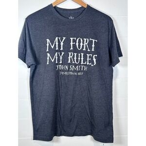 Jamestown Settlement T-Shirt John Smith My Fort‎ My Rules Mens L Gray